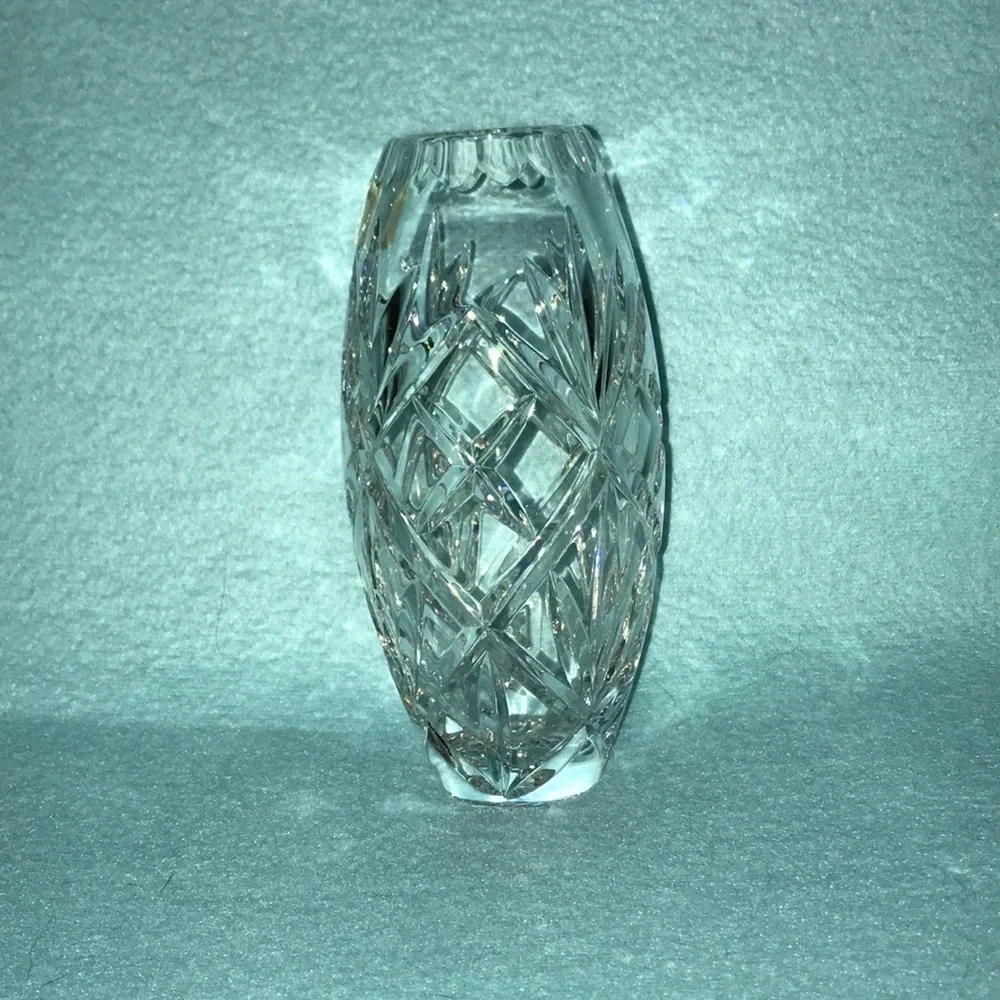 CRYSTAL hand-cut leaded vase vintage made in Poland diamond pattern NEW